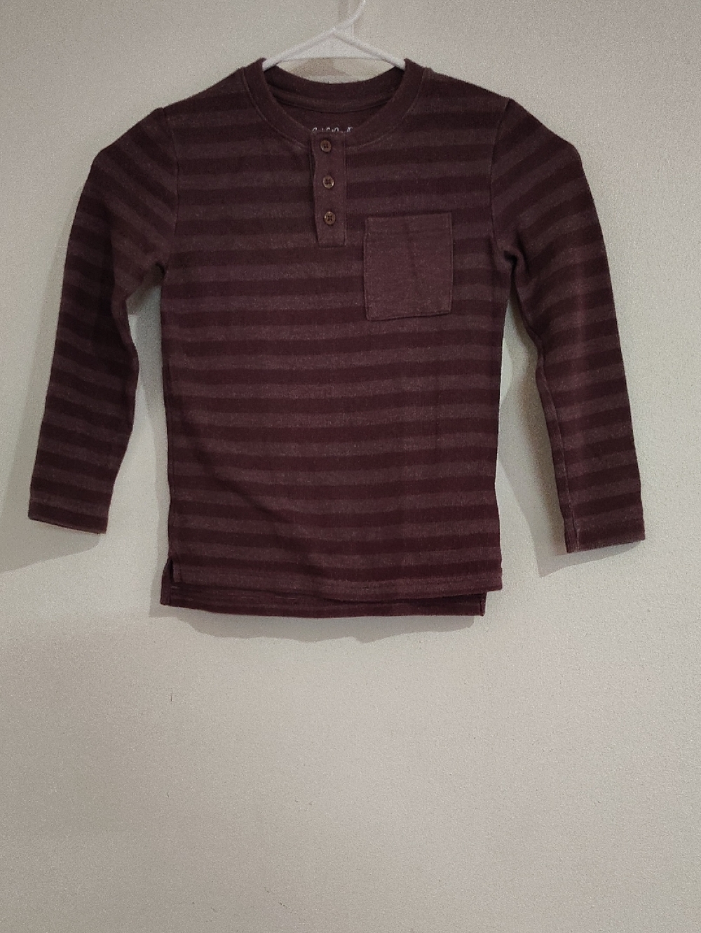 Cat & Jack Maroon Henley Top with Chest Pocket